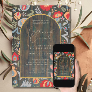 Invitation Portugeuse Casamento Flores Folclóricas Rústica