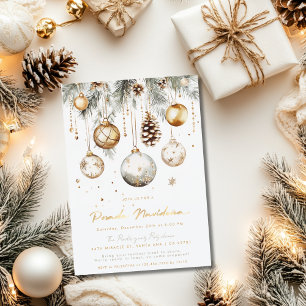 Invitation Posada Navideña Mexicaine Élégant Or Blanc