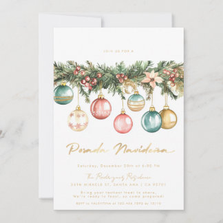 Invitation Posada Navideña mexicaine Ornements colorés
