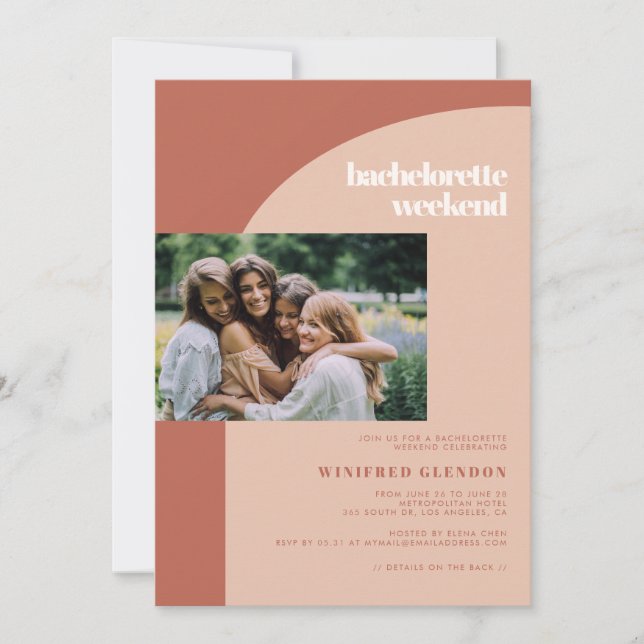 Invitation Poser en terre cuite arche Bachelorette week-end p (Devant)