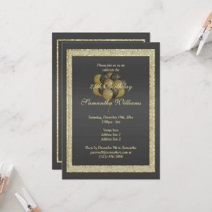Invitation Posh Gold & Black, Parties scintillant & Ballons A