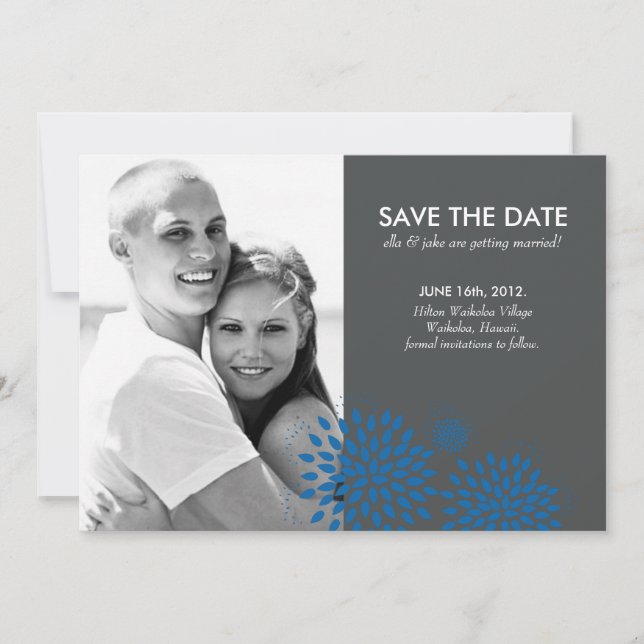 Invitation Posh Petals | Cerulean | Save the date (Devant)