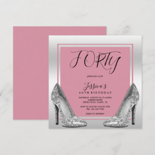 Invitation Posh Rose et Argent Escarpins 40e Anniversaire