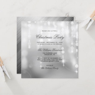 Invitation Posh Silver Lights Bokee Noël