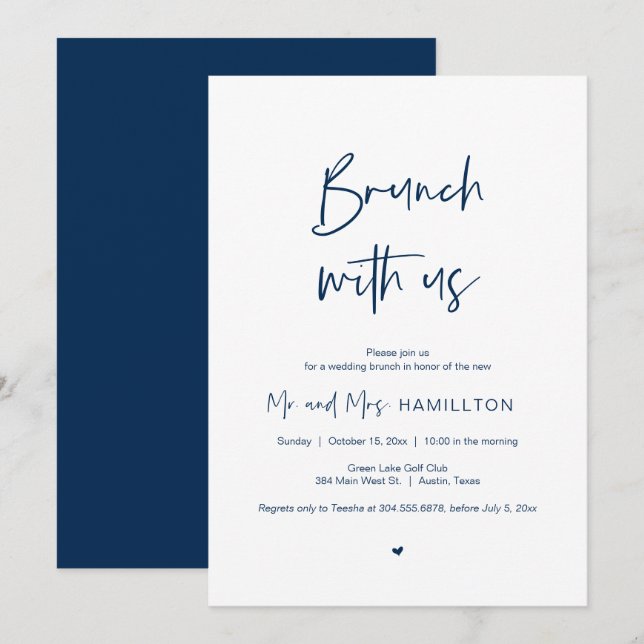 Invitation Post mariage Brunch, Brunch avec les jeunes mariés (Devant / Derrière)