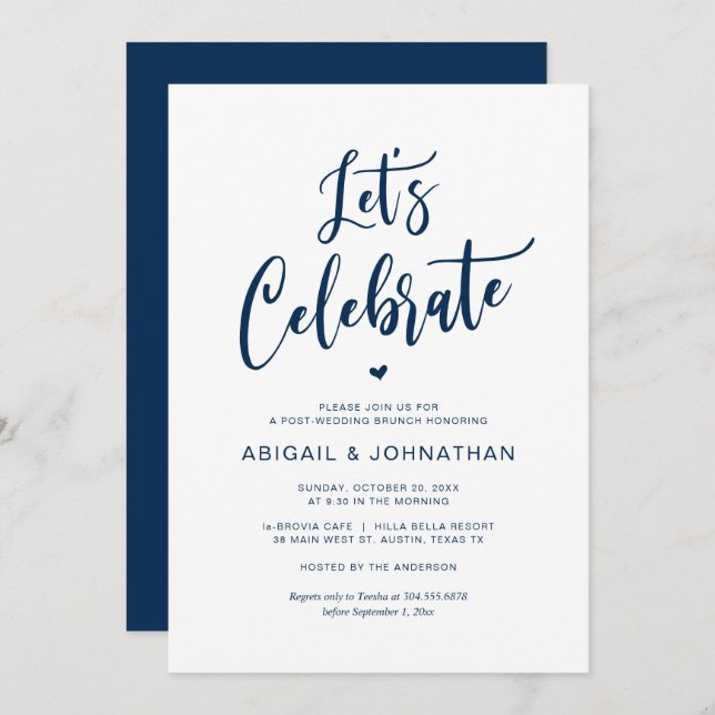 Invitation Post mariage Brunch, Mange, Fêtons (Devant / Derrière)