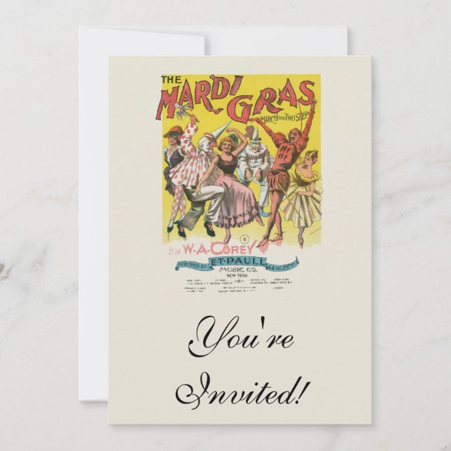 Invitation Poster Antique Jaune Mardi Gras (Devant)