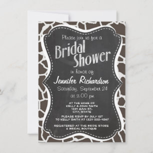 Invitation Poster de animal de la Giraffe Taupe foncée; appar