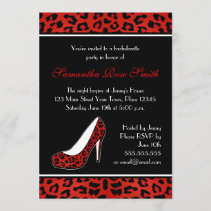 Invitation Poster de animal du léopard rouge Heel Bachelorett