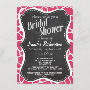 Invitation Poster de animal en girafe rose foncé; tableau de 