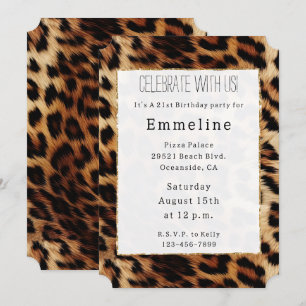 Invitation Poster de animal Leopard à crème Brown