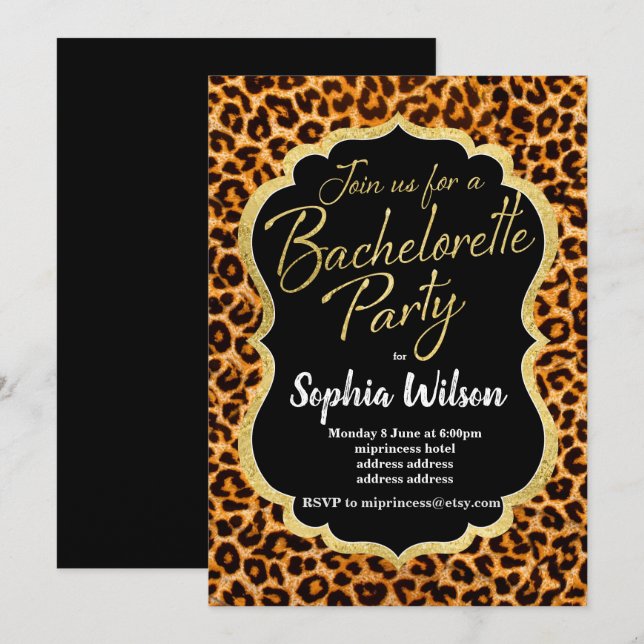 Invitation Poster de animal Leopard Bachelorette (Devant / Derrière)