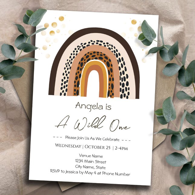 Invitation Poster de animal Rainbow Wild One Boho Anniversair (Créateur téléchargé)