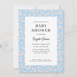 Invitation Poster de animal rose bleu Baby shower de révélati