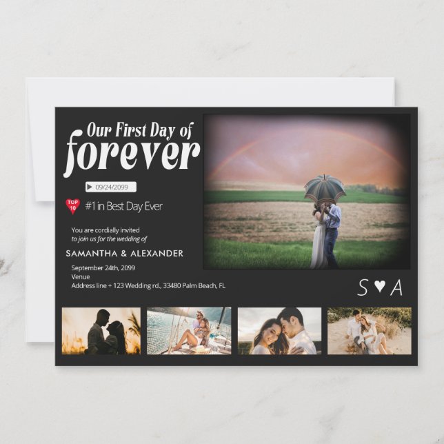 Invitation Poster du premier jour du film Forever 5 Mariage p (Devant)