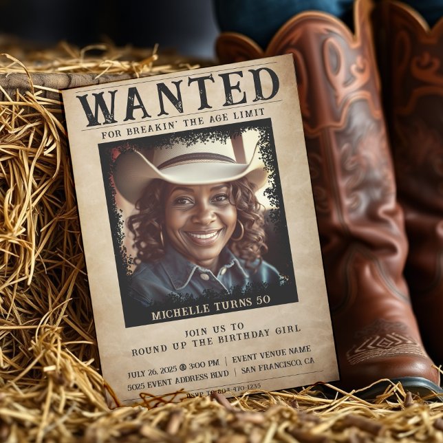 Invitation Poster Recherché 50e fête d'anniversaire Photo Vin (Créateur téléchargé)