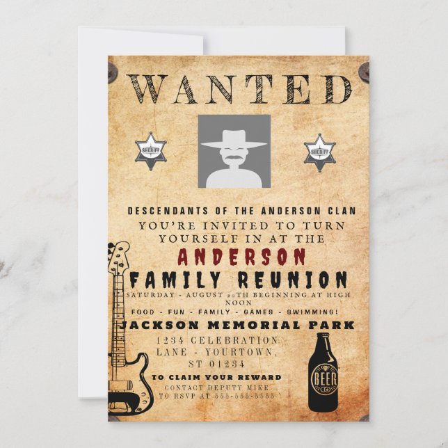 Invitation Poster Recherché Famille Réunion Barbecue Invitati (Devant)
