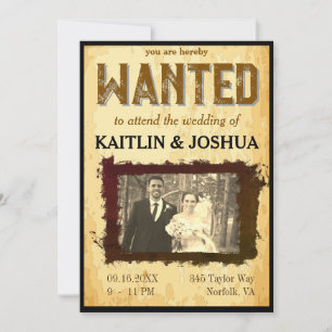 Invitation Poster Recherché 💍 Thème Occidental Mariage Photo
