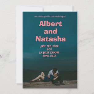 Invitation Poster Romantique Retro Movie Destination Mariage