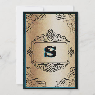 Invitation Poster Style Gold Metallic Black Vintage Wedding