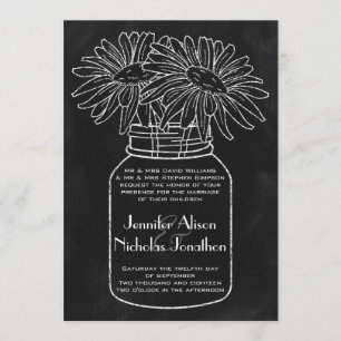 Invitation Pot de maçon avec des marguerites sur le mariage