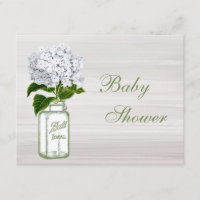 Pot de maçon chic et baby shower blanc d'hortensia
