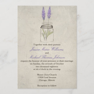 Invitation Pot de maçon rustique de lavande | épousant