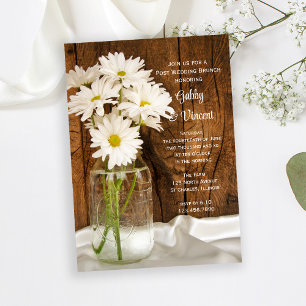 Invitation Pot de Mason et Brunch de campagne aux marguerites