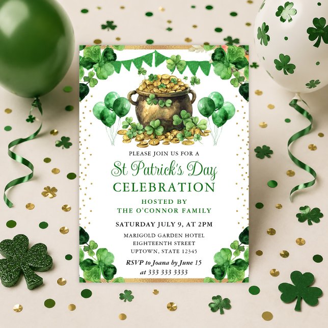Invitation Pot d'or à l'aquarelle Saint-Patrick (Créateur téléchargé)