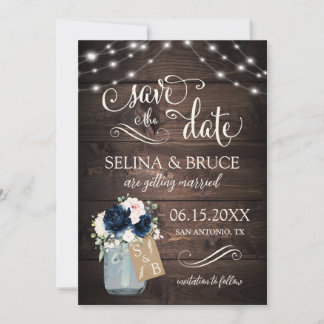 Invitation Pot en verre de style rustique avec fleurs de mari