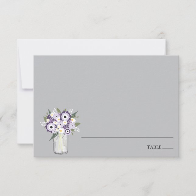 Invitation Pot Mason de Jardin Violet | Carton d'Accompagneme (Devant)