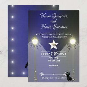 Invitation Poteau lumineux à fond bleu clair