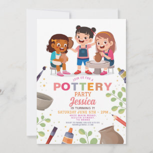 Invitation Poterie Artisanat Argile Pots Art Amusants Anniver
