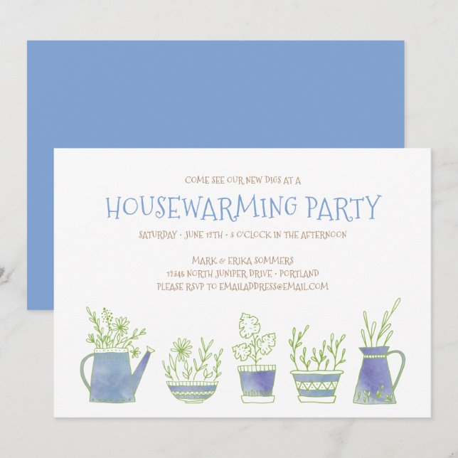 Invitation Poterie et Plante de la fête du réchauffement du f (Devant / Derrière)