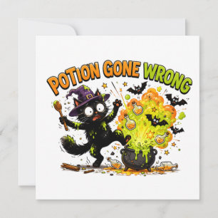 Invitation Potion Ratée Drôle Chat Halloween