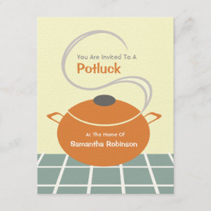 Invitation Potluck - Cuisine orange et bleue