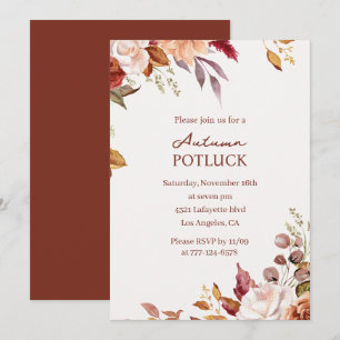 Invitation Potluck d'Automne Automne à l'aquarel
