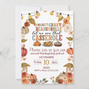 Invitation Potluck de Thanksgiving Fête Rustique d