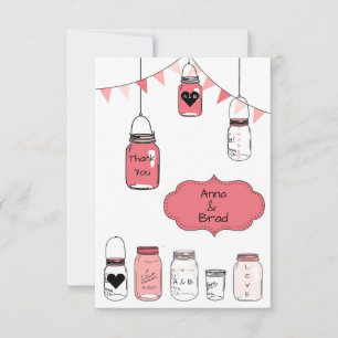 Invitation Pots de mariage roses - 3x5 Merci