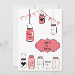 Invitation Pots de mariage roses - Merci