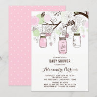 Pots de Mason rose et vert Baby shower Floral