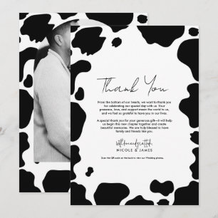 Invitation Pots de vache Moo Imprimer Merci noir blanc
