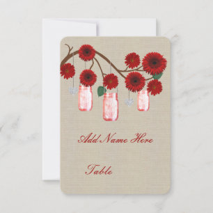 Invitation Pots en verre Mason Rouge Rustique Toile de Jute P