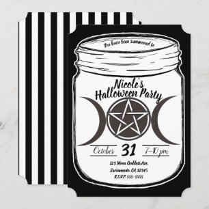 Invitation Pots Mason Fête d'Halloween de lunes magiques myst