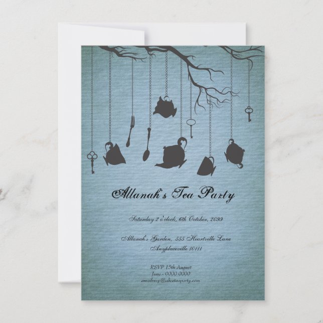Invitation Pots Tasses & Keys Unanniversaire Tea Party (Devant)