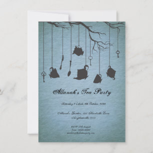 Invitation Pots Tasses & Keys Unanniversaire Tea Party