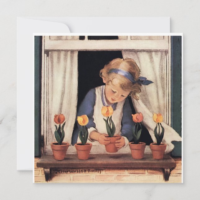Invitation Potting Tulips par Jessie Willcox Smith (Devant)