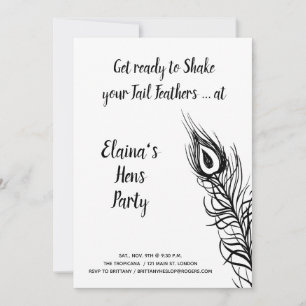 Invitation Poules de la fête Shake your Tail Feathers noir et