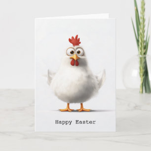 Invitation Poulet de caricature adorable avec Plumes blanches