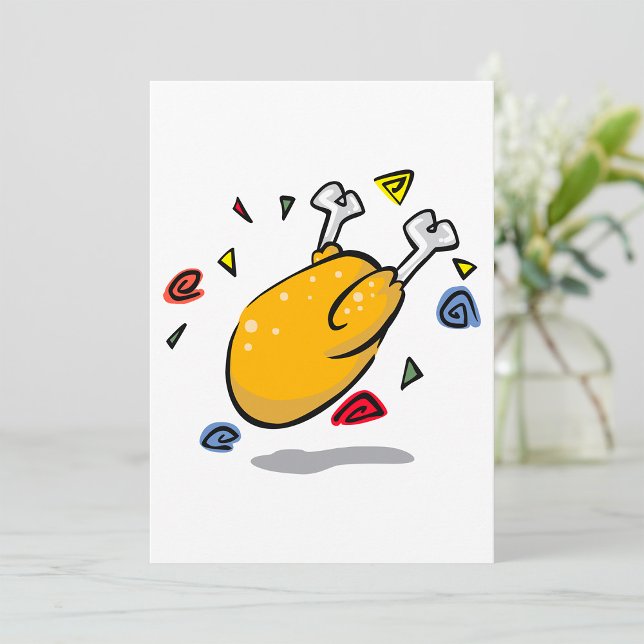 Invitation Poulet rôti de dessin animé drôle qui tombe (Créateur téléchargé)